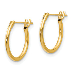 14K Gold Polished Half Hoop Earrings with Elegant Wire Clutch
