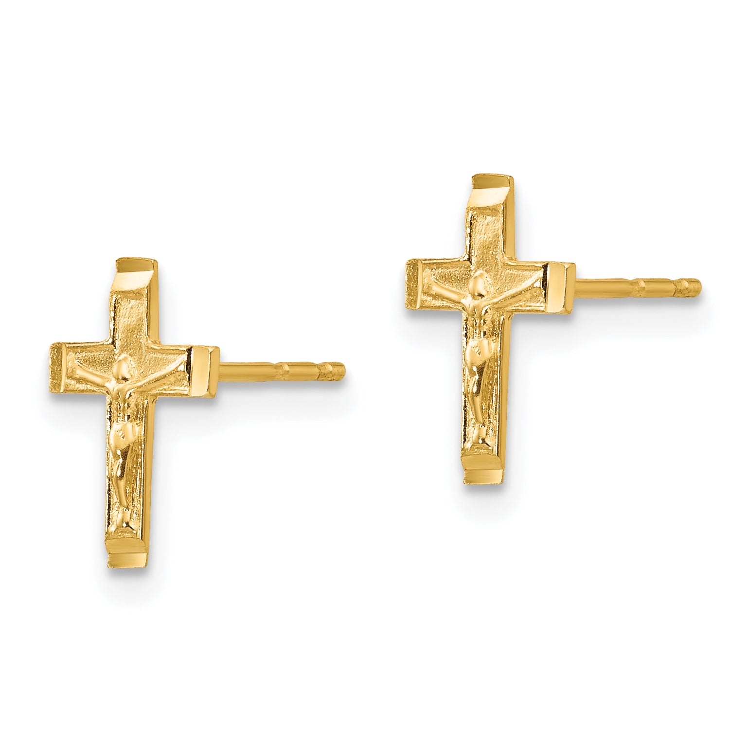14K Gold Polished Crucifix Earrings for Women Elegant and Nickel-Free Secondary image