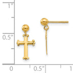 14K Gold Cross Dangle Earrings with Polished Nickel-Free Design