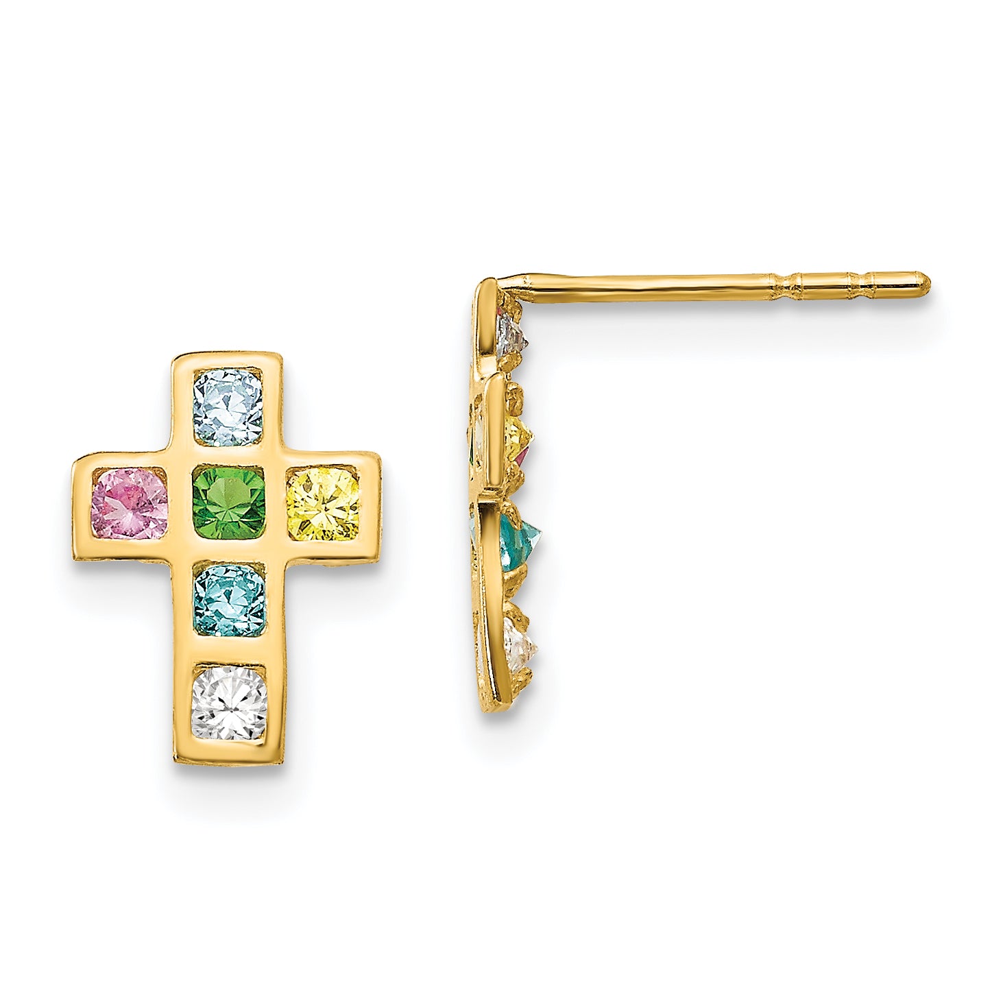 14k Madi K Multi-colored CZ Cross Post Earrings Main image