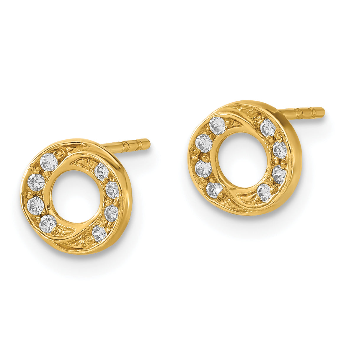 14K Gold Children's Polished CZ Earrings with Yellow Sparkle Secondary image