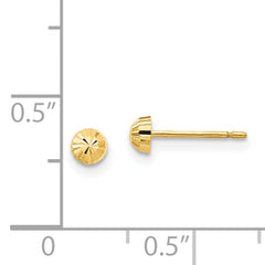 14K Gold Women's Diamond Cut Polished Button Earrings Nickel Free