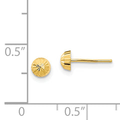 14K Gold Diamond Cut Half-Ball Earrings with Polished Finish