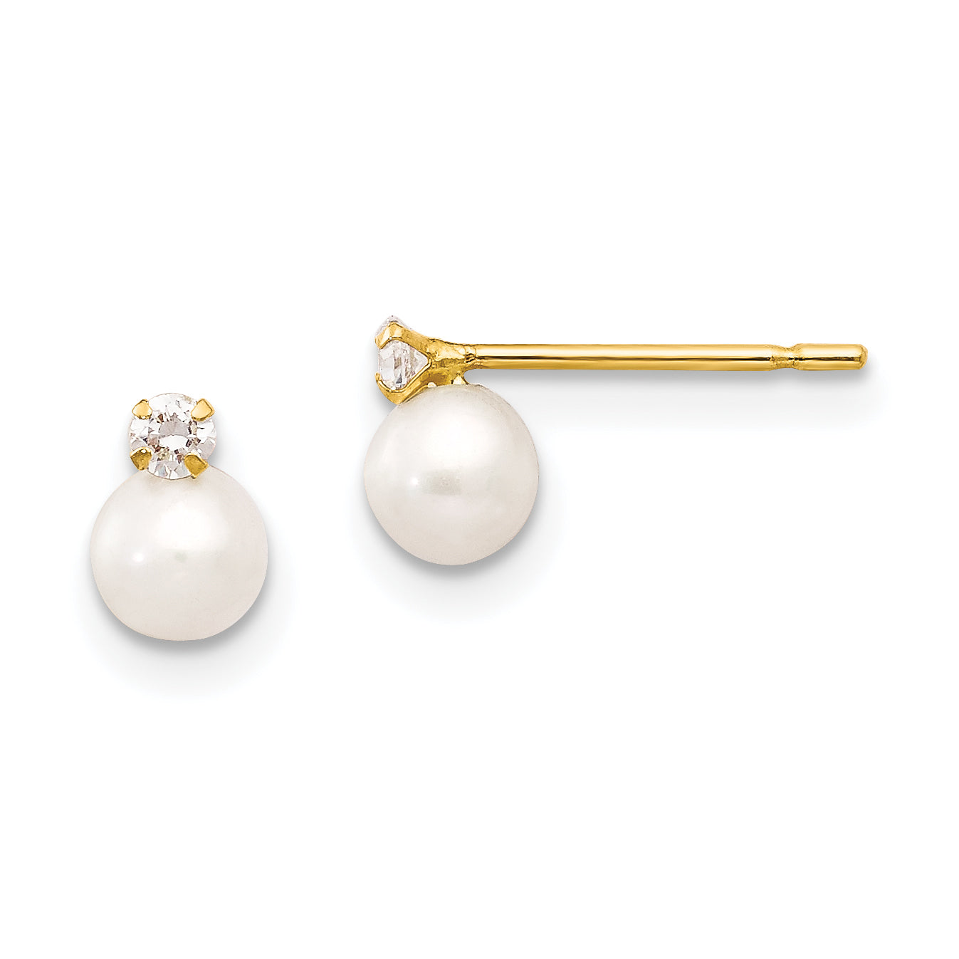 14k Madi K 5-6mm Near Round FW Cultured Pearl CZ Post Earrings Main image
