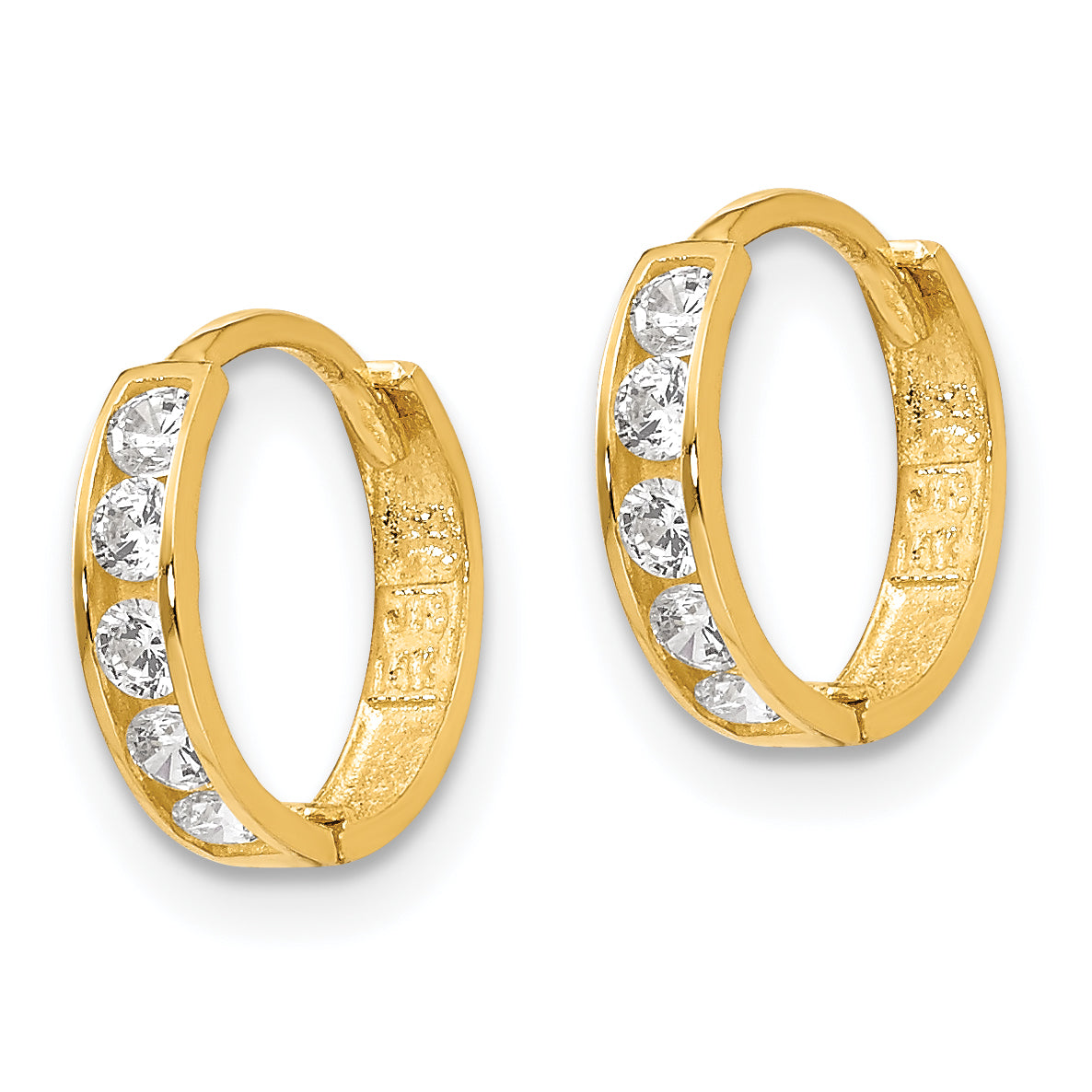 14K Gold Hinged Hoop Earrings with Polished CZ Elegance Secondary image