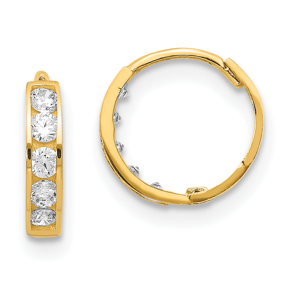 14k Madi K CZ Hinged Hoop Earrings Main image