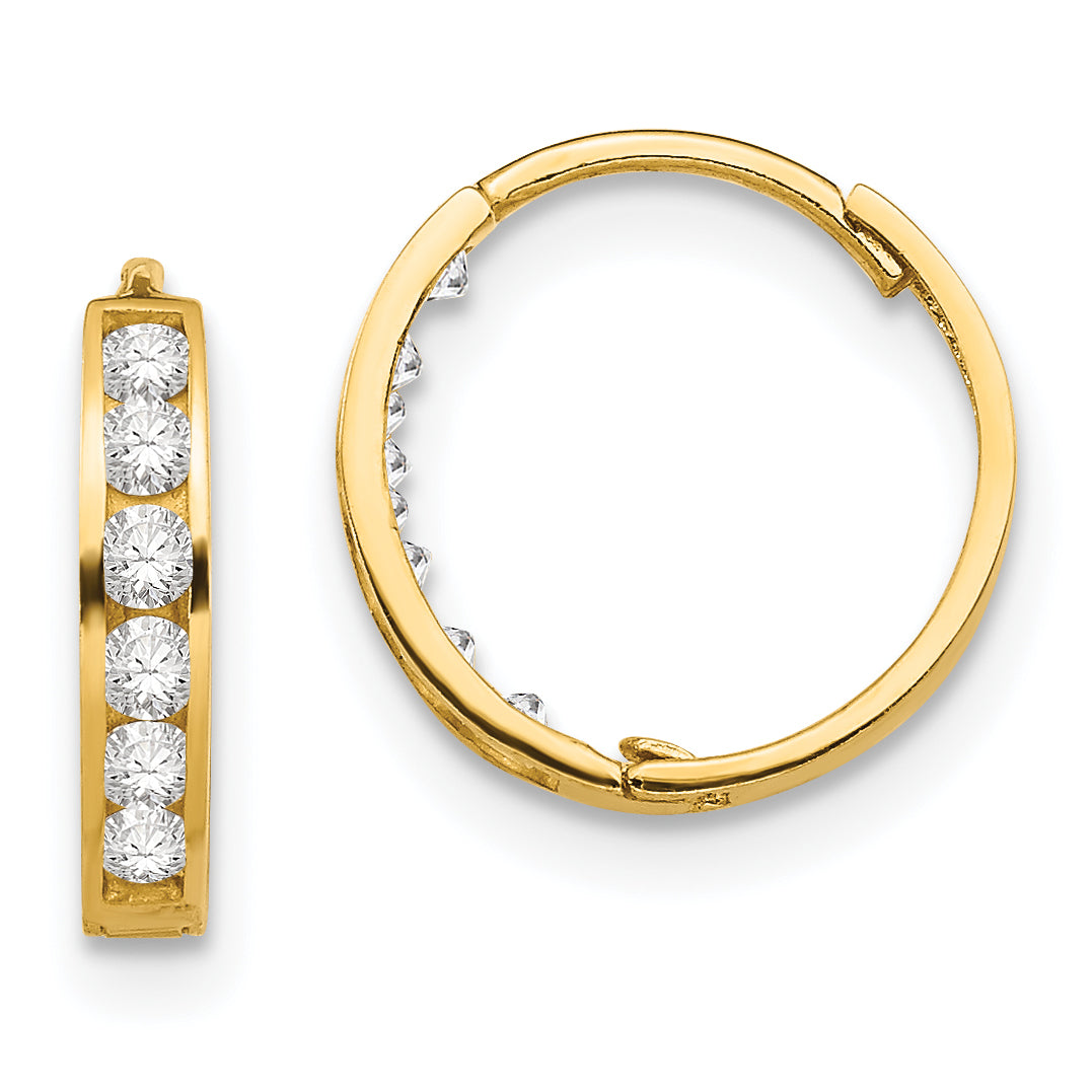 14k Madi K CZ Hinged Hoop Earrings Main image
