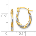 14K Gold Twisted Hoop Earrings with Rhodium Polish