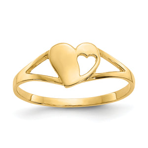 Heart Baby Ring in 14K Yellow Gold with Cutout, Size 2 - Sophia Jewelers