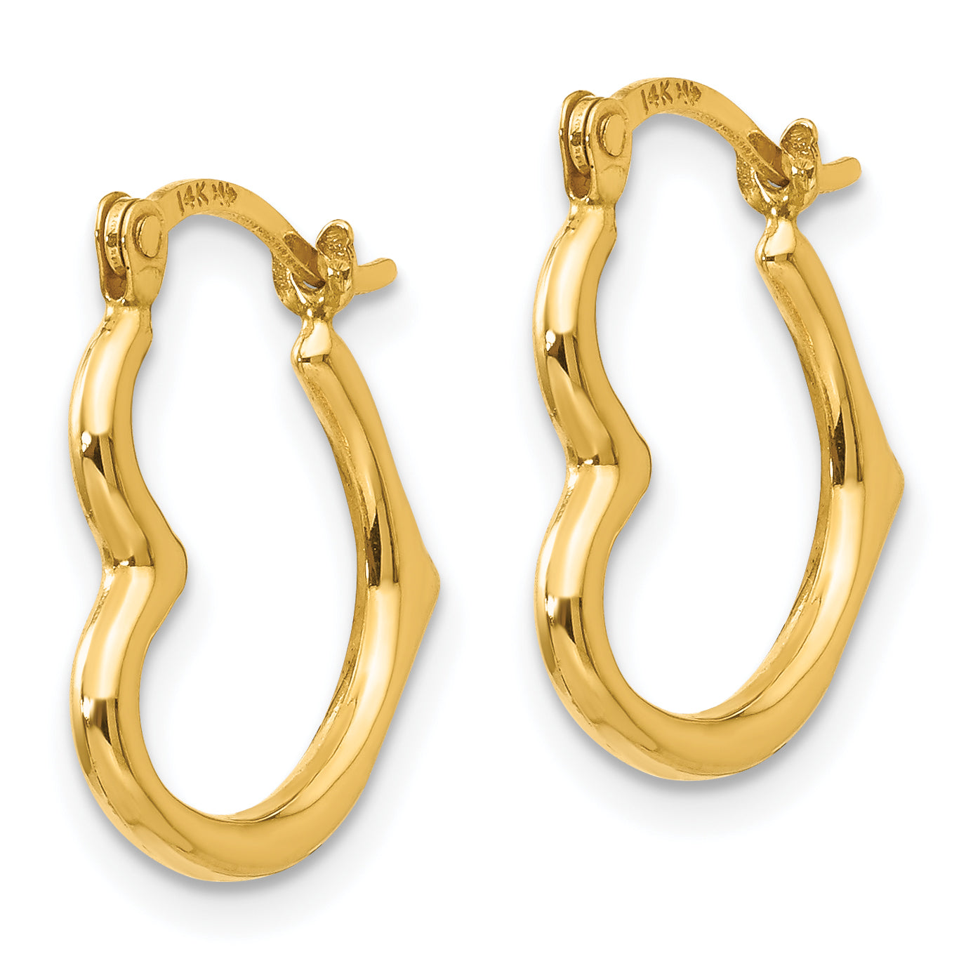 14K Gold Heart Shaped Hoop Earrings with Polished Nickel-Free Finish Secondary image