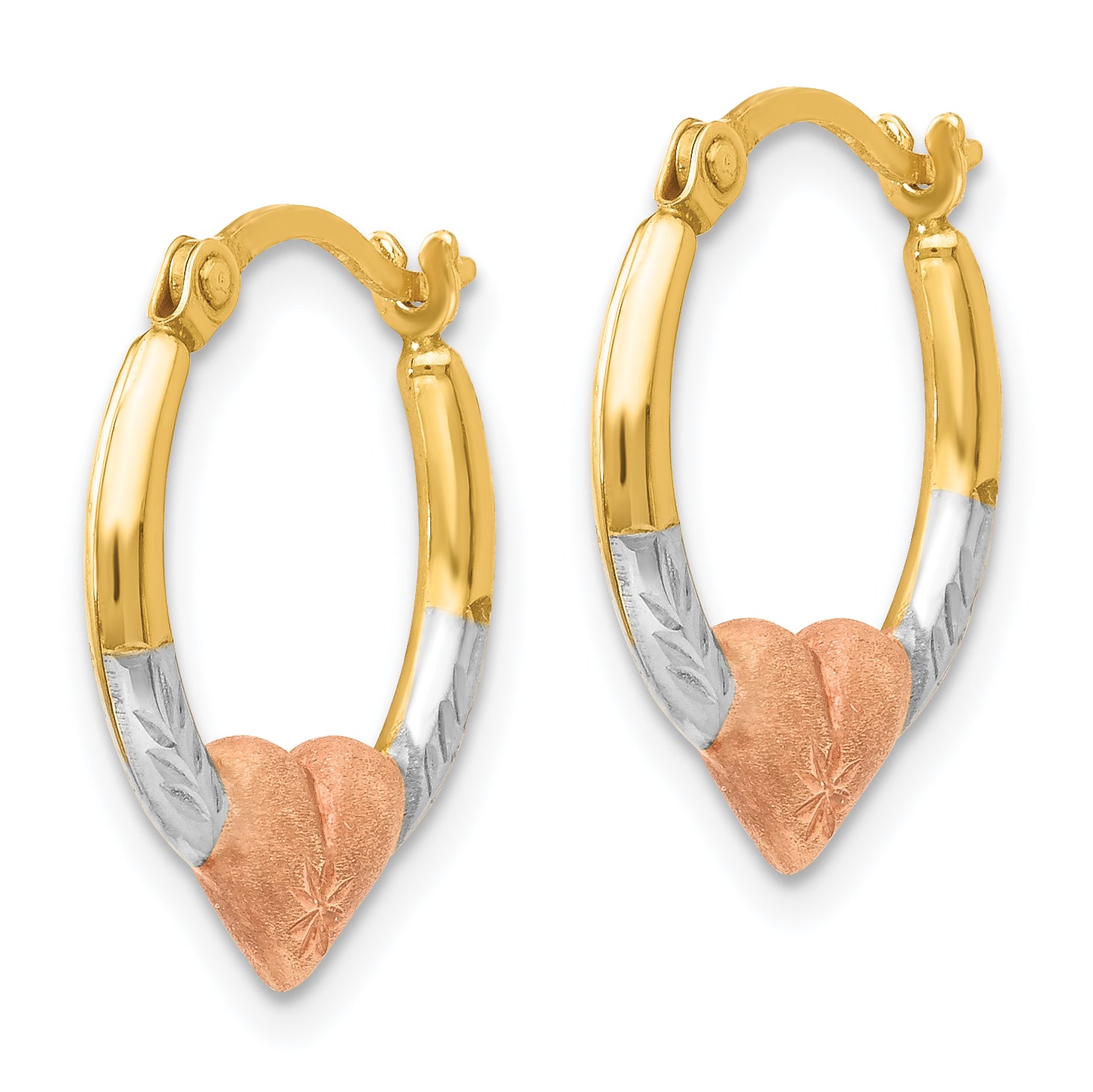 14K Gold Two-Tone Heart Hoop Earrings with Polished Nickel-Free Finish Secondary image