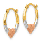 14K Gold Two-Tone Heart Hoop Earrings with Polished Nickel-Free Finish