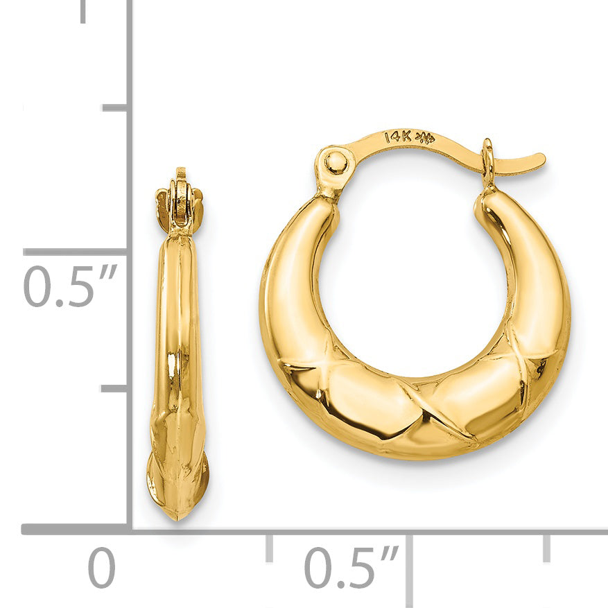 14K Gold Polished Nickel-Free Women's Hoop Earrings by Sophia Jewelers