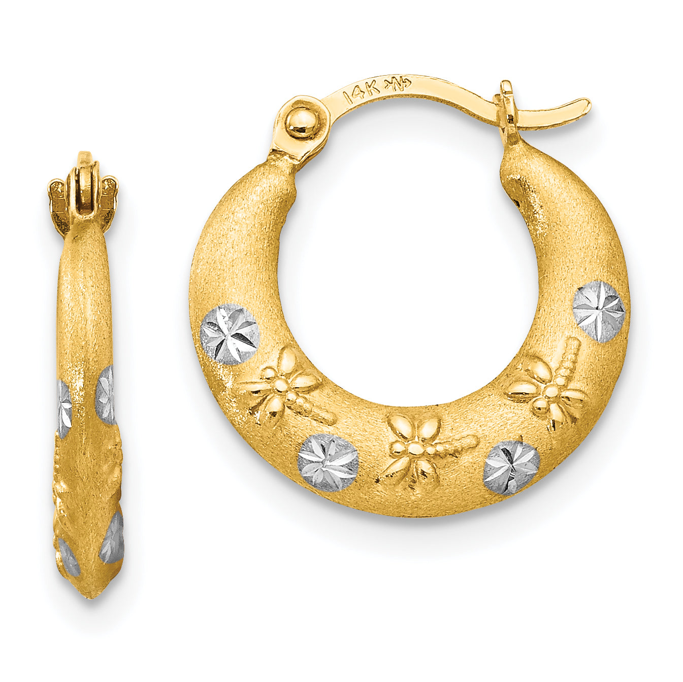 14K Madi K w/Rhodium Hoop Earrings Main image