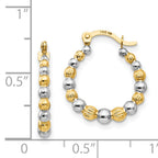 14K Gold Beaded Hoop Earrings with Rhodium Polished Finish