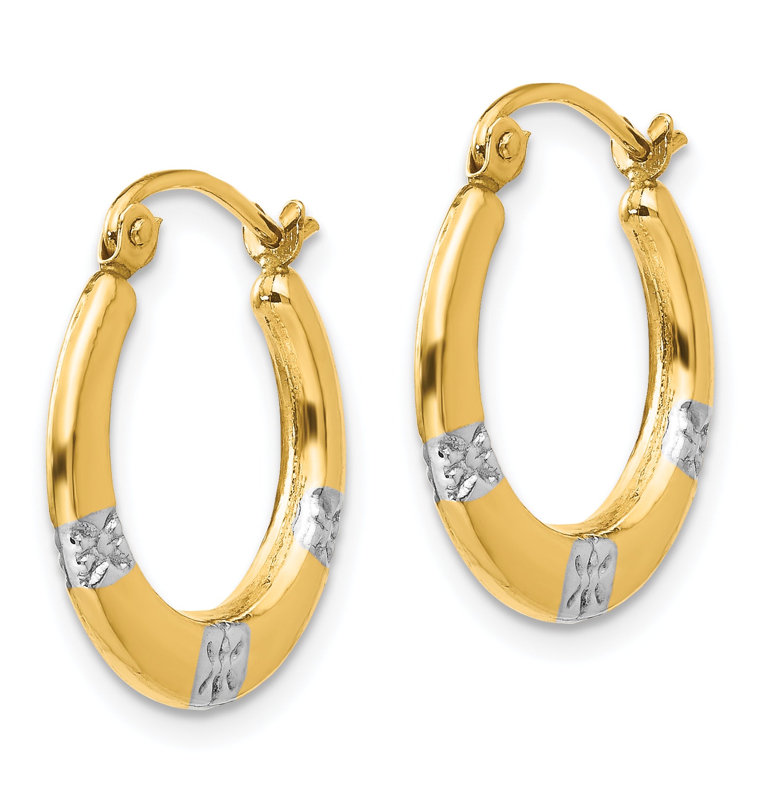 14K Madi K w/Rhodium Flowers Hollow Hoop Earrings Secondary image
