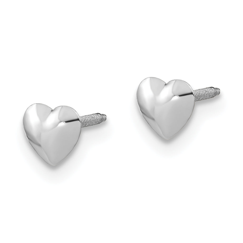 14K White Gold Heart Earrings with Rhodium Polished Finish Secondary image
