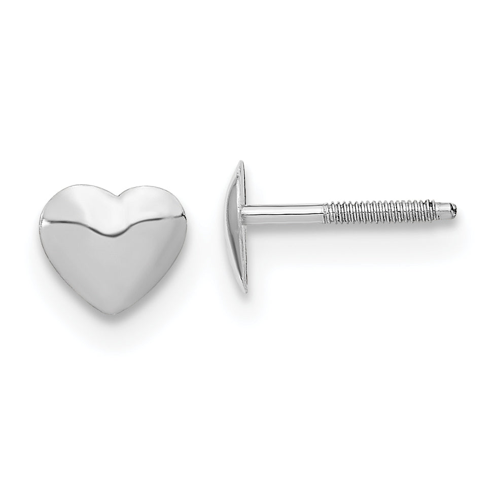14k White Gold Madi K Rhodium-plated Heart Screwback Post Earrings Main image