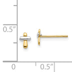 14K Two-Tone Gold Polished Cross Earrings for Women