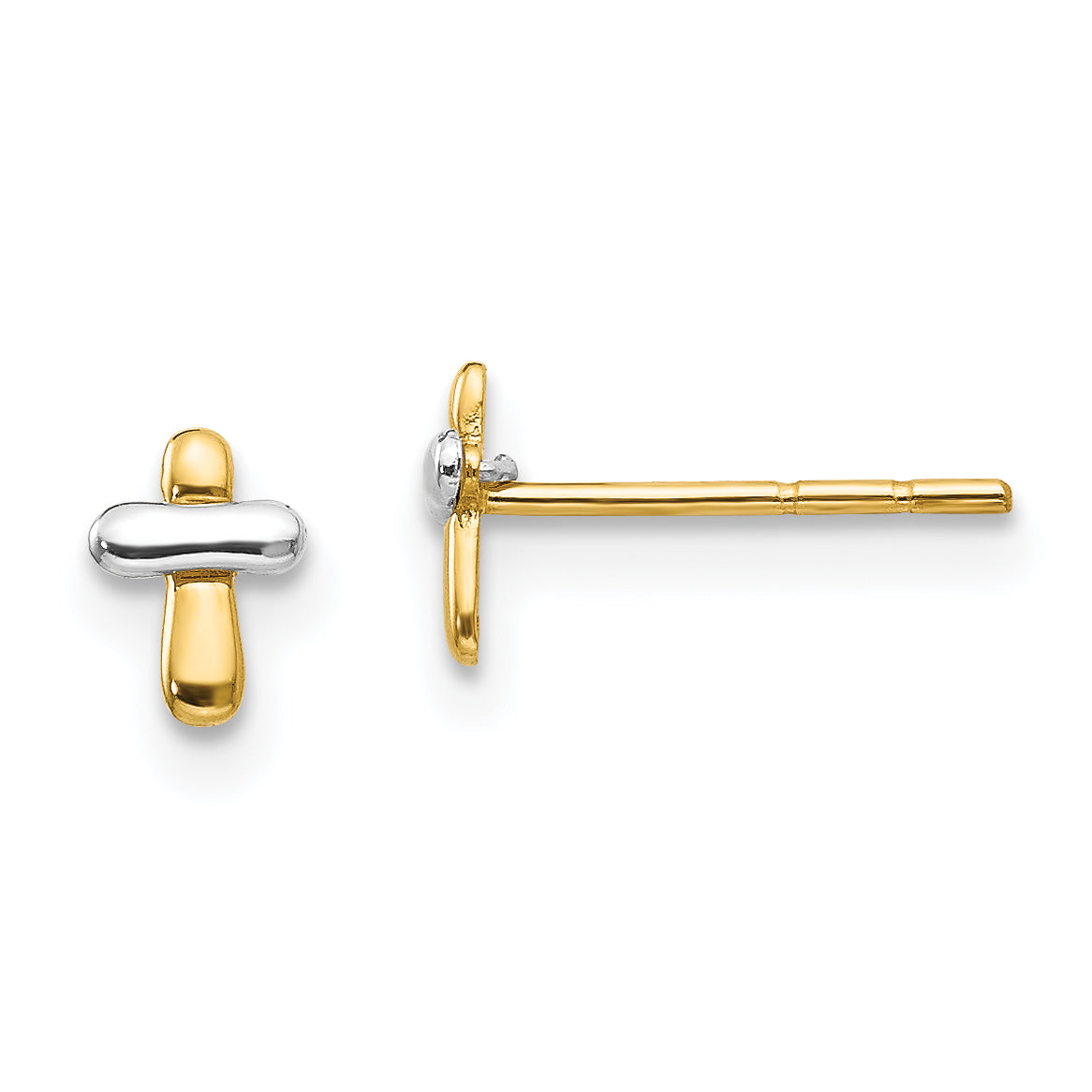 14K Two-tone Madi K Polished Cross Post Earrings Main image