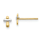 14K Two-tone Madi K Polished Cross Post Earrings