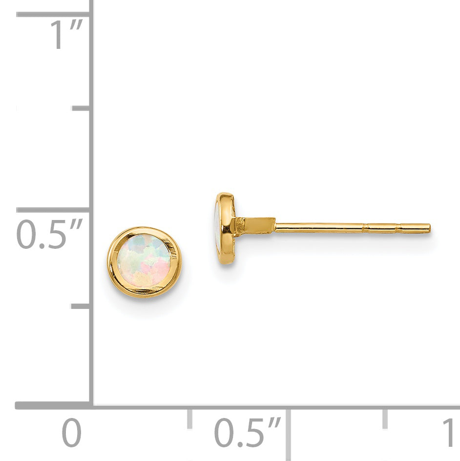 14K Madi K Polished Lab Created Opal Bezel Post Earrings