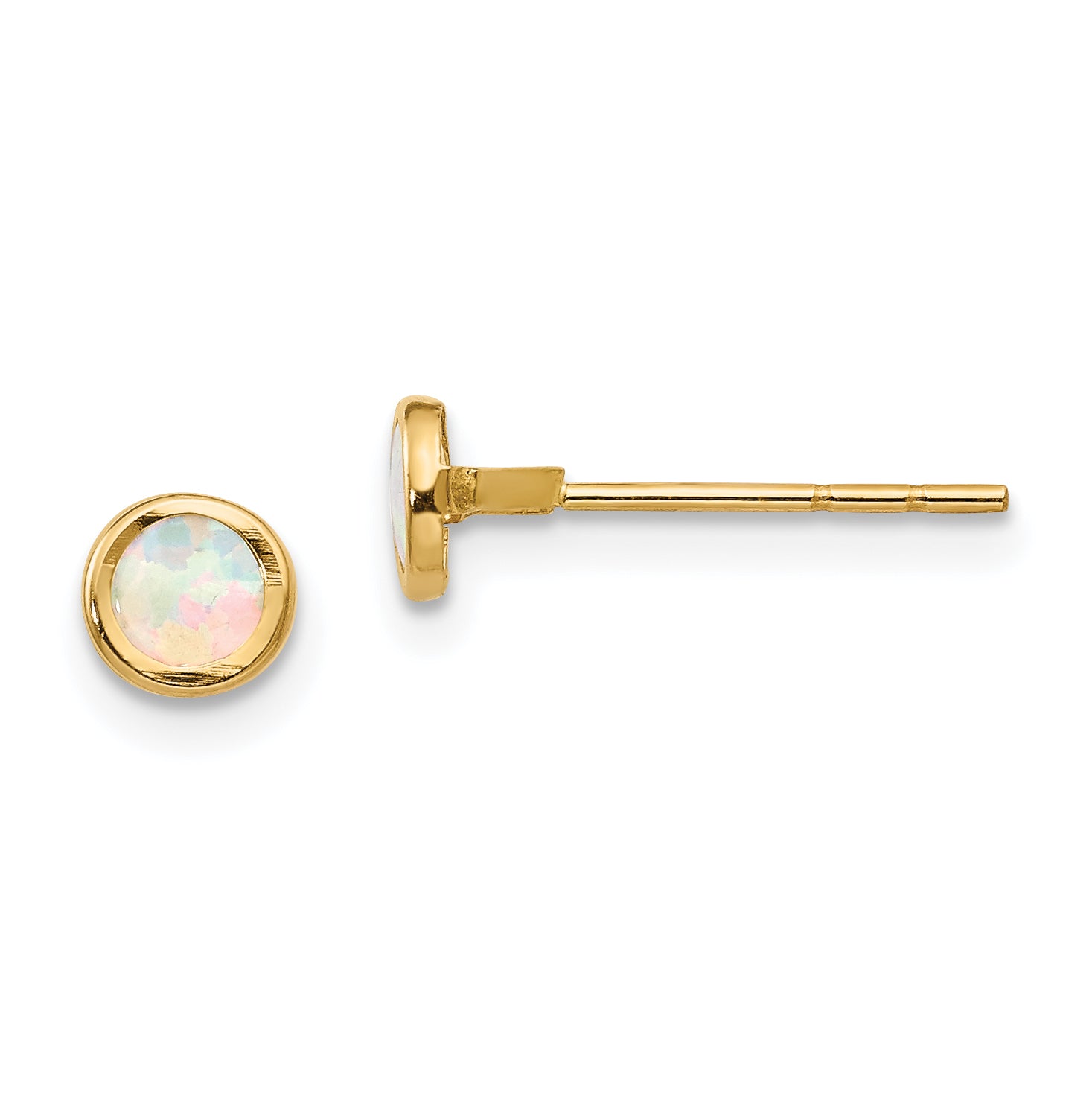 14K Madi K Polished Lab Created Opal Bezel Post Earrings Main image