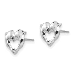 14K White Gold Dolphin Earrings with Rhodium Polished Finish