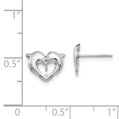 14K White Gold Dolphin Earrings with Rhodium Polished Finish