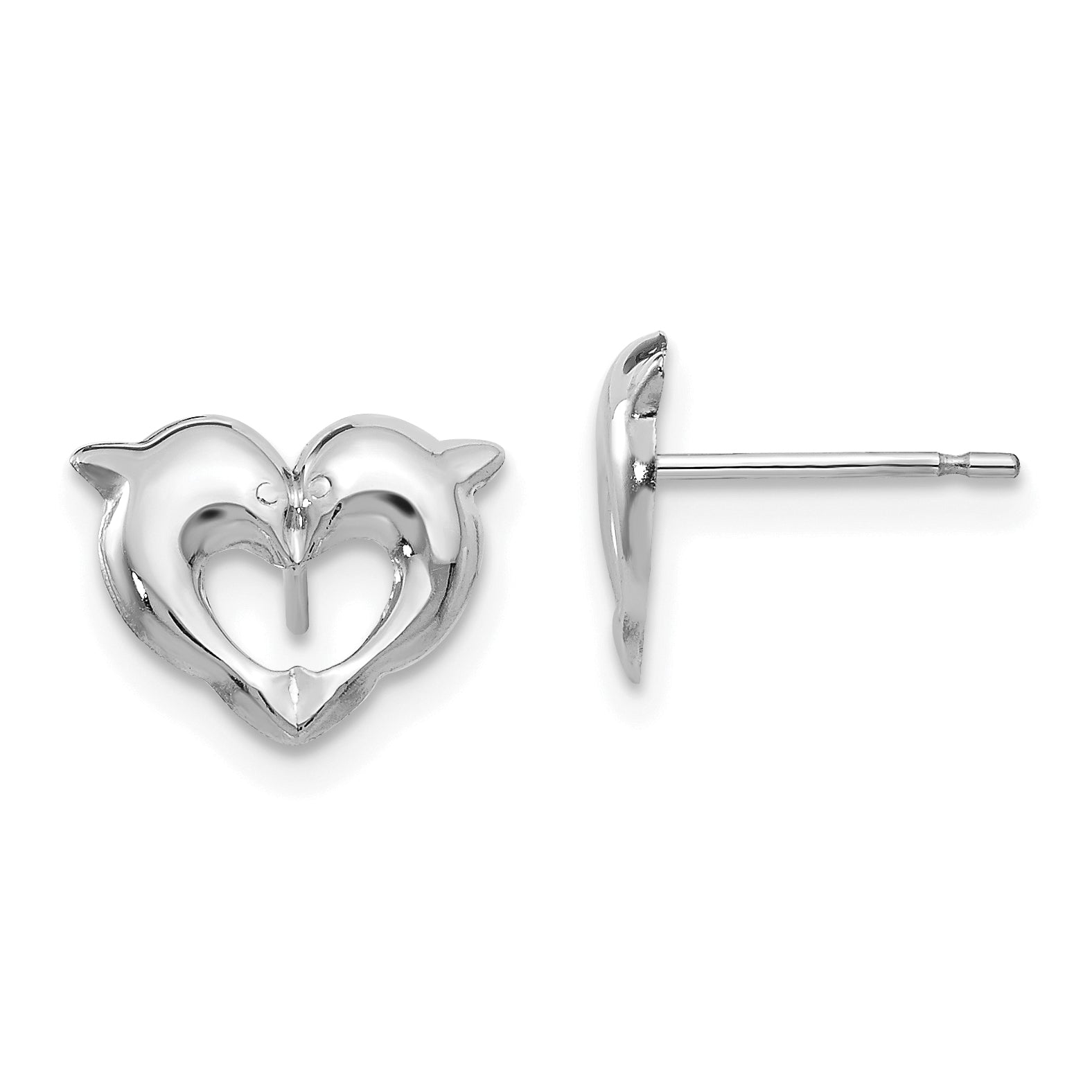 14k White Gold Madi K Screwback Dolphins Post Earrings Main image