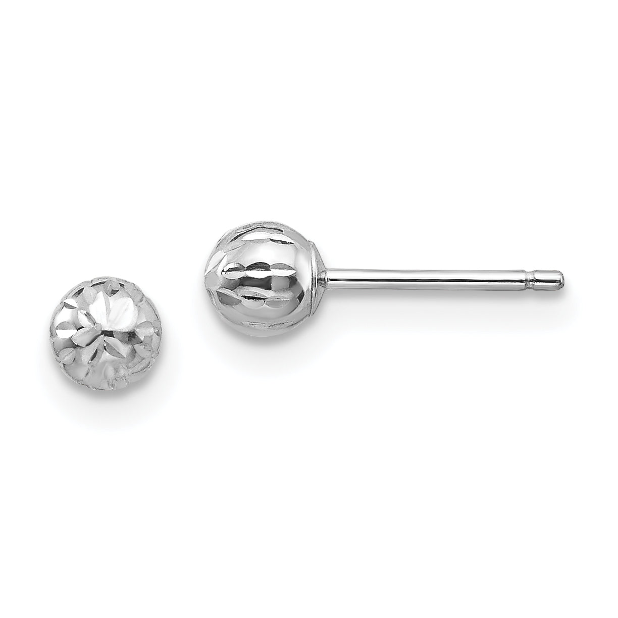 14K White Gold Madi K Diamond Cut 4M Ball Post Earrings Main image