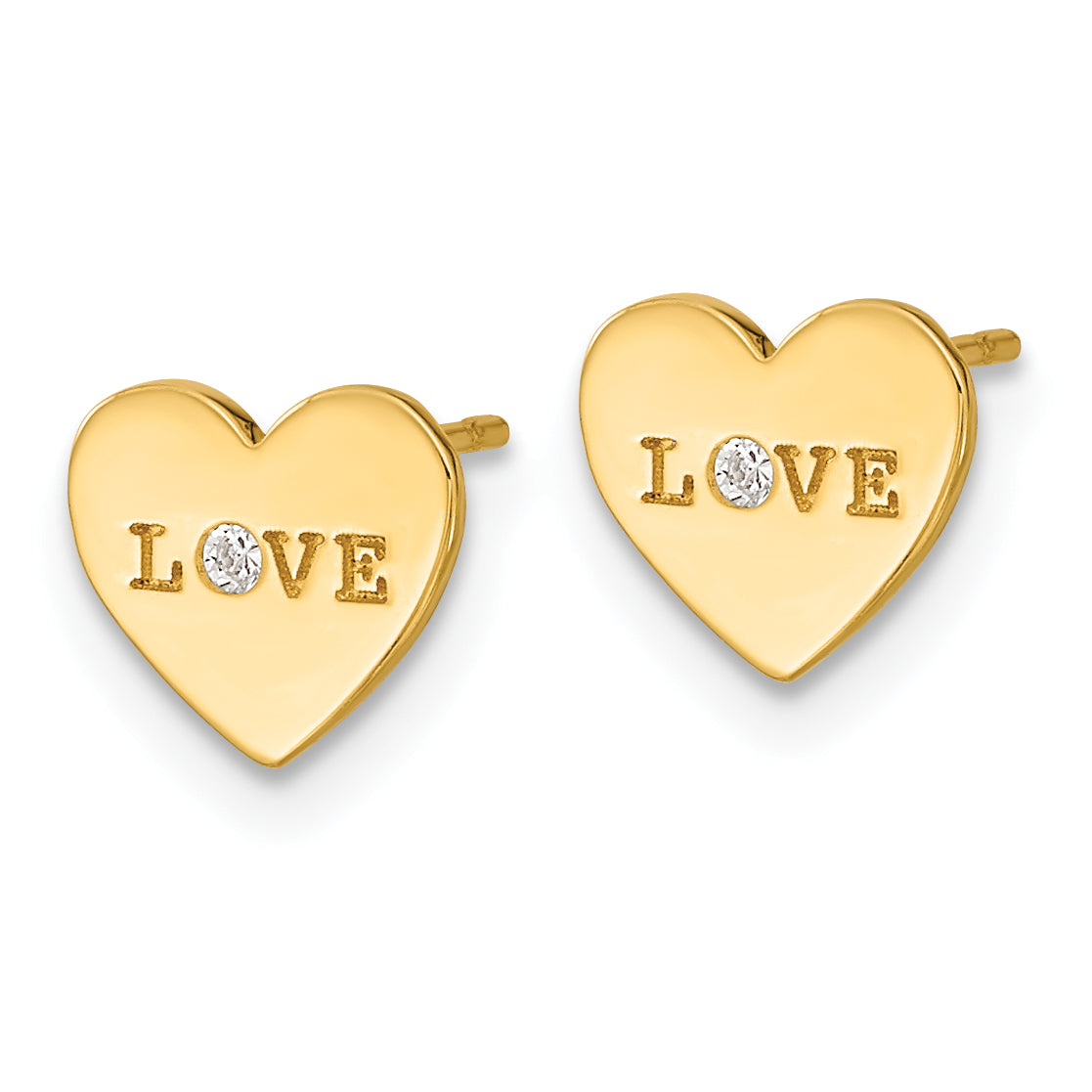 Sophia Jewelers 14K Gold Polished Heart Earrings with CZ Elegance Secondary image