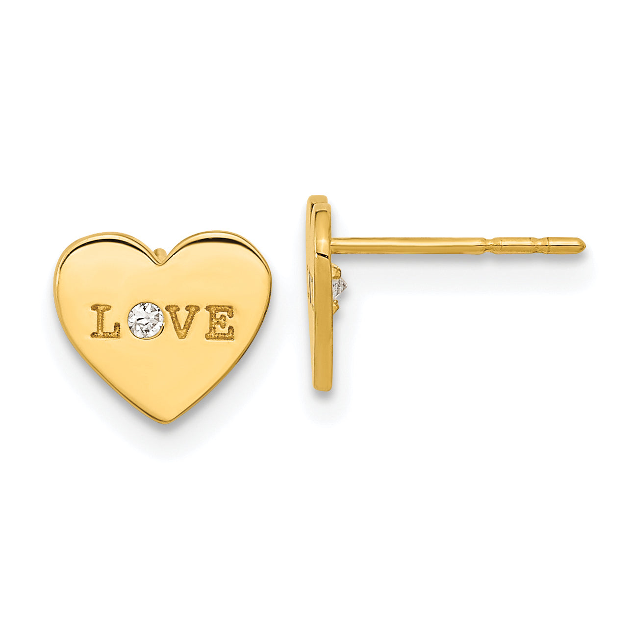 14k Madi K Polished Love CZ Heart Post Earrings Main image