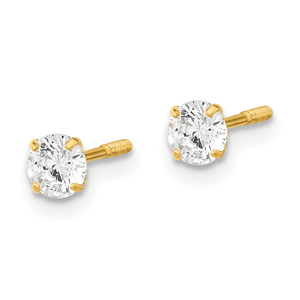 14K Gold Reversible Ball & CZ Stud Earrings with Polished Finish