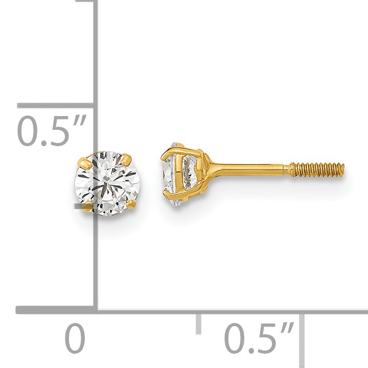 14K Gold Reversible Ball & CZ Stud Earrings with Polished Finish