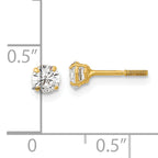 14K Gold Reversible Ball & CZ Stud Earrings with Polished Finish