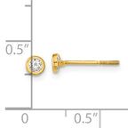 14K Yellow Gold Polished CZ Bezel Stud Earrings for Women