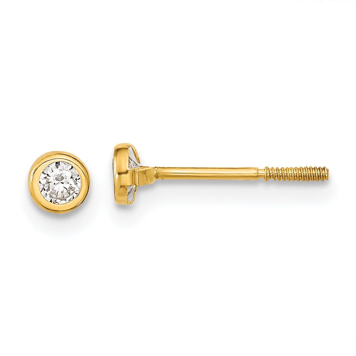 14k Madi K Yellow Gold Polished CZ Bezel Post Earrings Main image