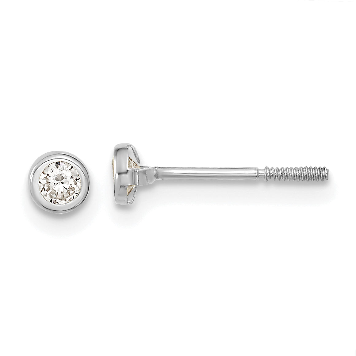14k Madi K White Gold Polished CZ Bezel Post Earrings Main image