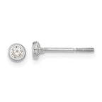 14k Madi K White Gold Polished CZ Bezel Post Earrings