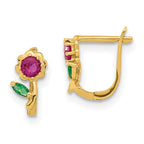 14k Madi K Polished Red & Green CZ Flower Hoops