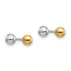 Reversible Ball Stud Earrings in 14K Two-Tone Gold, 4mm