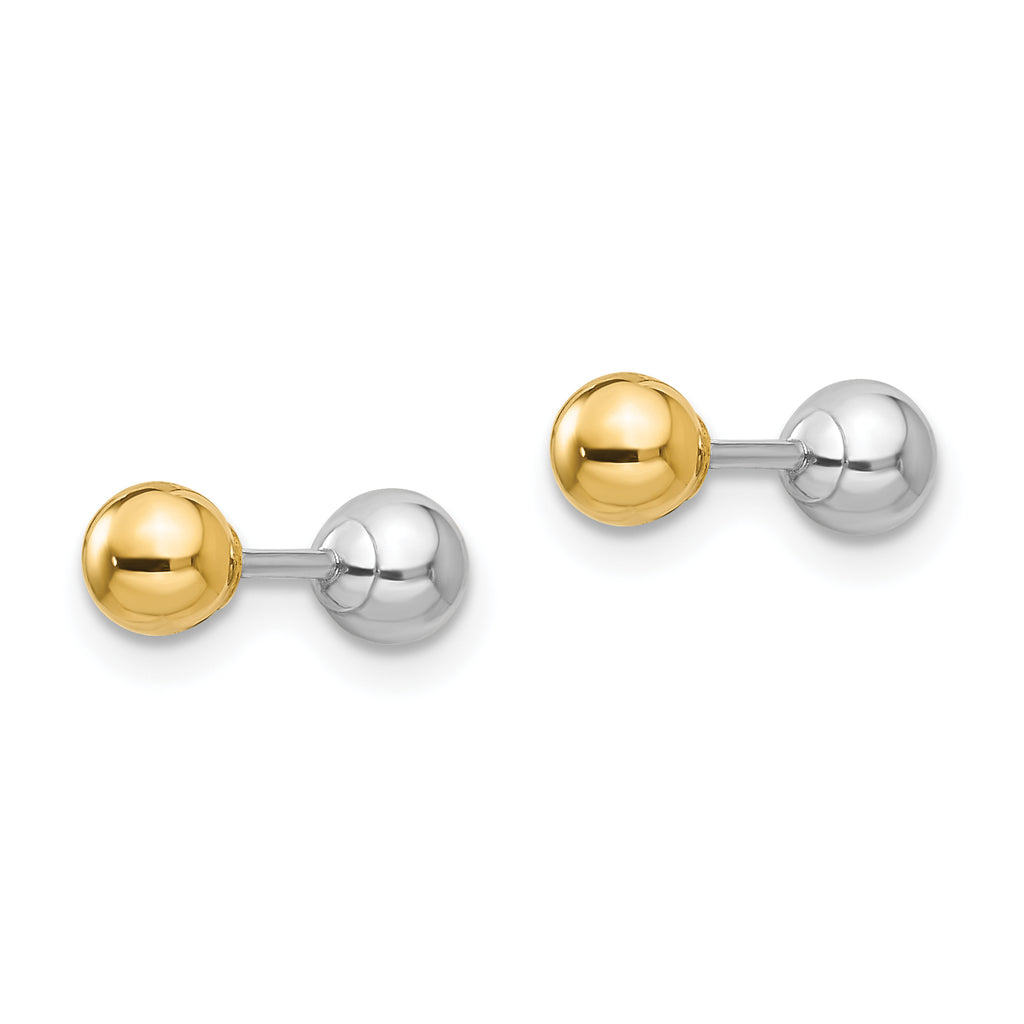 Reversible Ball Stud Earrings in 14K Two-Tone Gold, 4mm