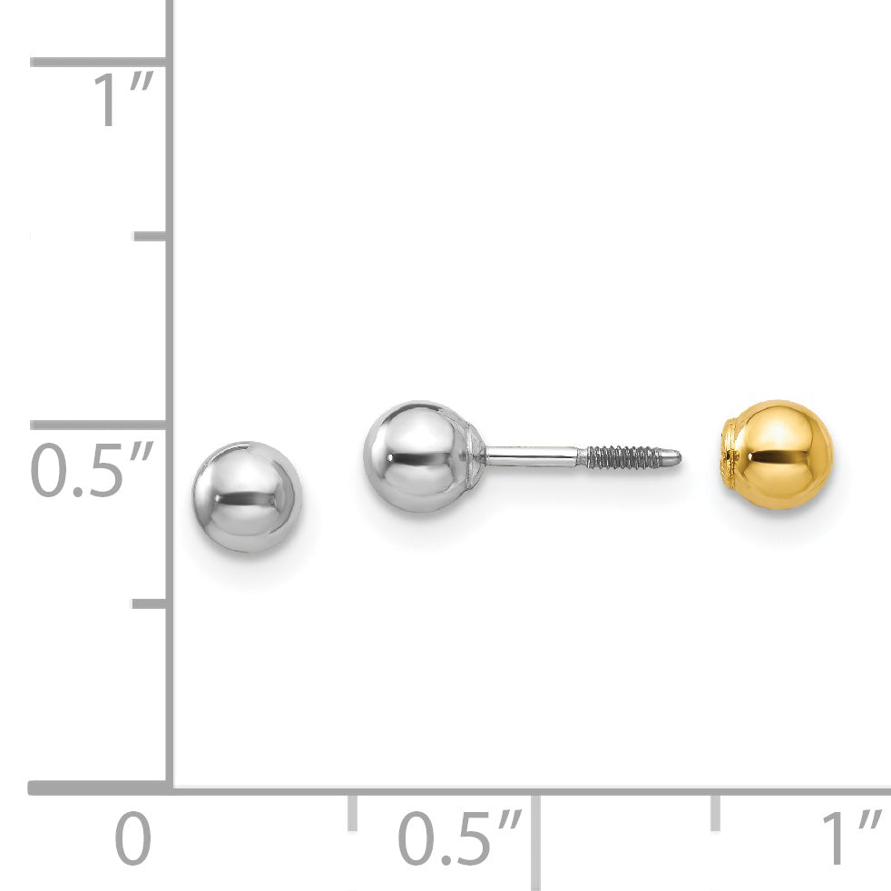 Reversible Ball Stud Earrings in 14K Two-Tone Gold, 4mm