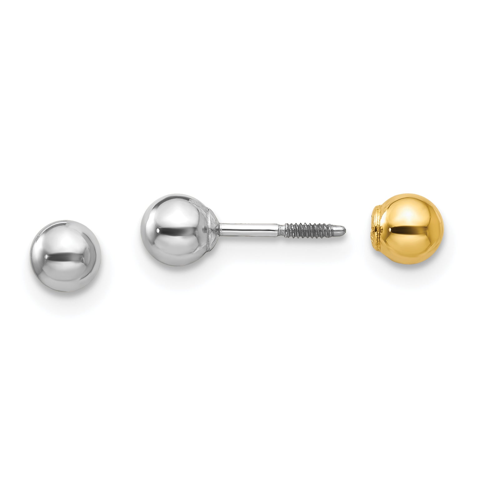 14k Two-tone Madi K Reversible 4mm Ball Earrings Main image