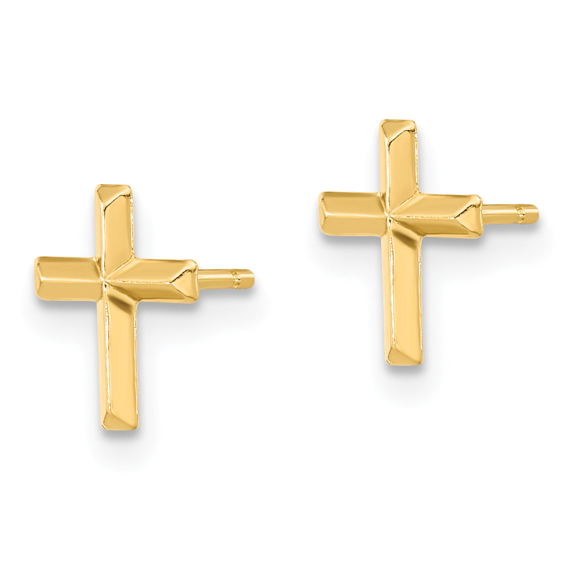 14K Gold Polished 3D Cross Earrings for Women Elegant & Nickel Free Secondary image