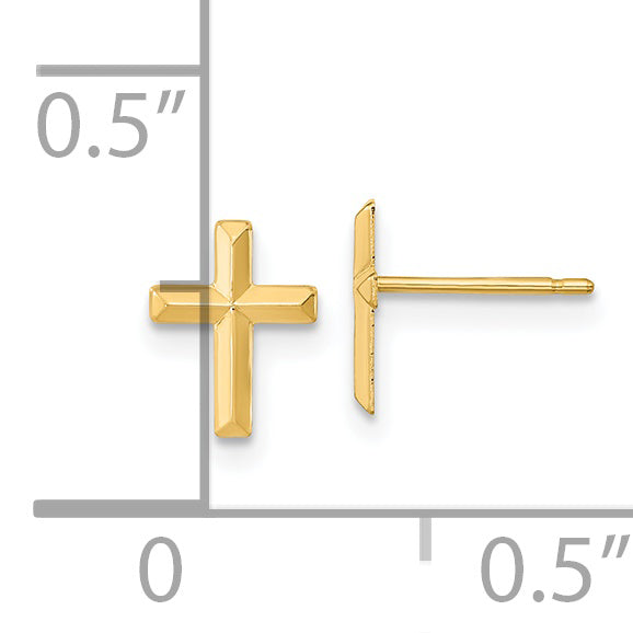 14K Gold Polished 3D Cross Earrings for Women Elegant & Nickel Free