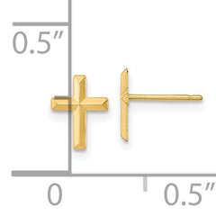 14K Gold Polished 3D Cross Earrings for Women Elegant & Nickel Free