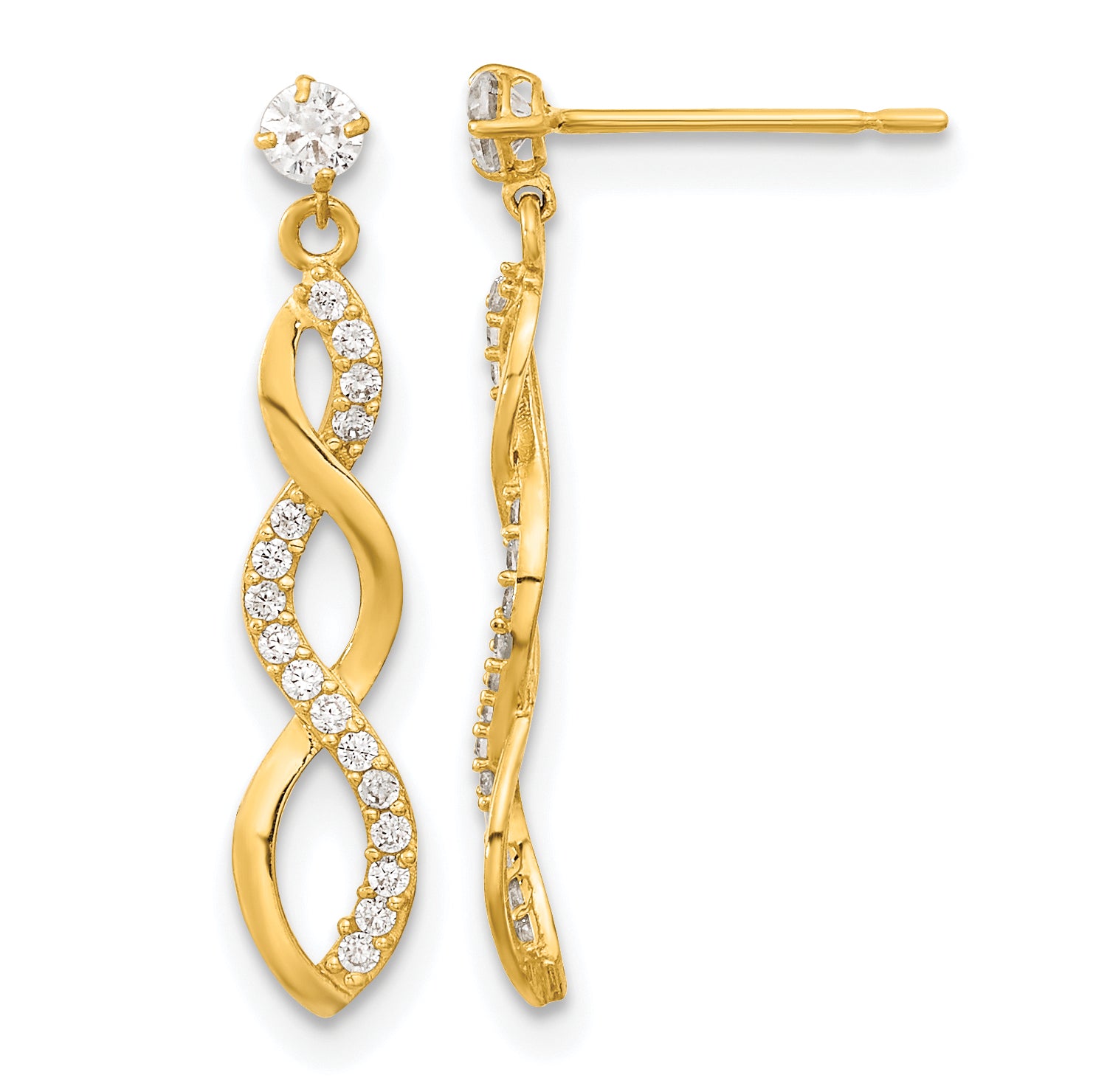 14k Madi K CZ Twisted Dangle Post Earrings