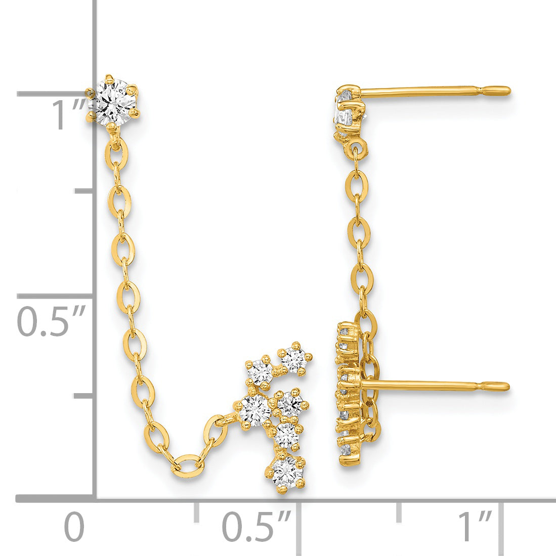 14k Madi K CZ Double Post w/Chain Constellation Earring